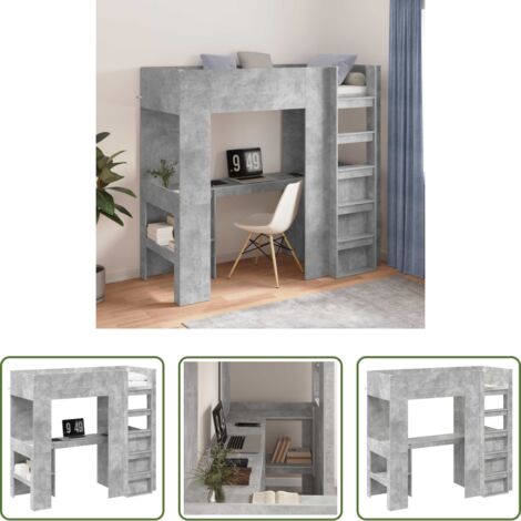 Scrivania -  Struttura letto a castello con scrivania Grigio cemento
