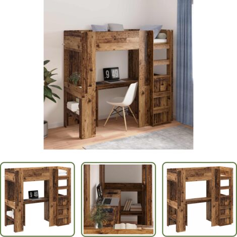 Scrivania -  Struttura letto a castello con scrivania Legno vecchio