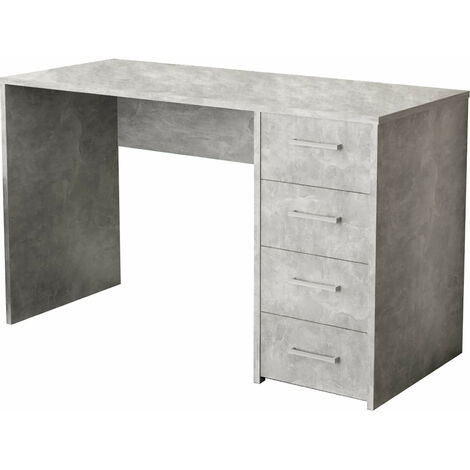 Scrivania tavolo porta pc con cassettiera di 120x50x74h cm per arredo casa ufficio di colore Grigio effetto cemento mod. Topaz