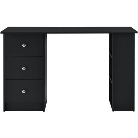 Scrivania tavolo postazione computer con 3 cassetti legno melaminico 120 cm nero 030004713