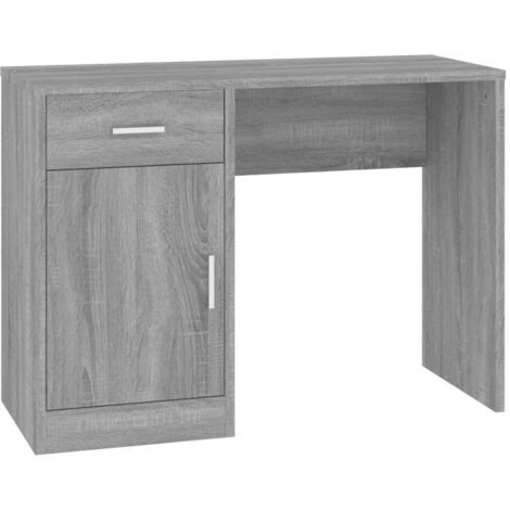Scrivania tavolo postazione di lavoro mobile per computer studio con cassetto e mobile Sonoma 100 x 40 x 73 cm grigio
