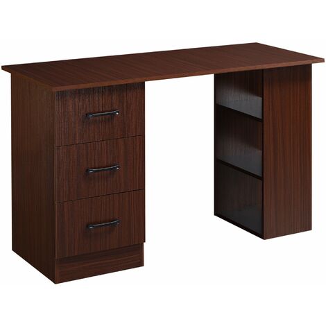 Scrivania Ufficio 3 Cassetti 3 Ripiani 120x49x72 cm in Legno Noce