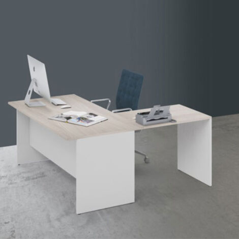 Scrivania ufficio angolare olmo con allungo 80 cm.