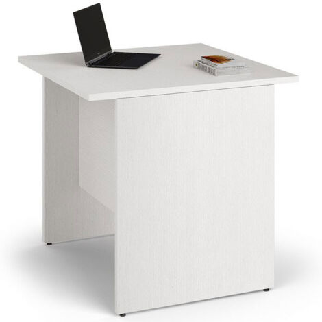 Scrivania ufficio bianca con ripiano bianco frassinato.