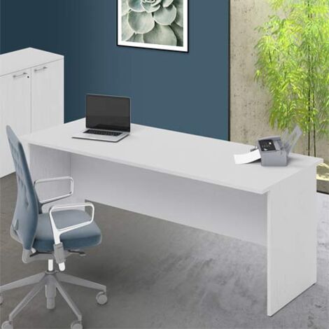 Scrivania ufficio bianco frassinato larga 200 cm.