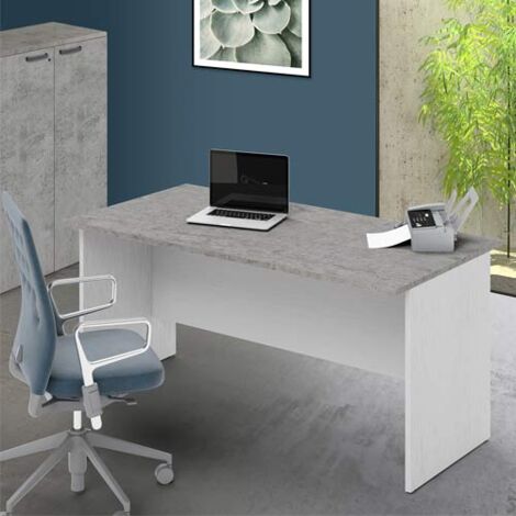 Scrivania ufficio con ripiano bicolore cemento larga 160