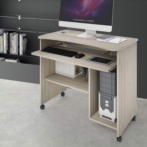Scrivania ufficio porta computer con ruote e ripiano