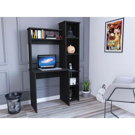 Scrivania Versailles con libreria, dimensioni 162,5 cm L x 98,5 cm H x 45,3 cm P, finitura nera