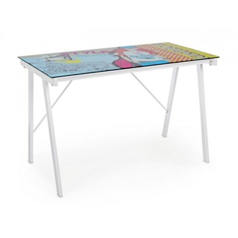 Scrivania Vetro Temperato Cameretta PC Ufficio Cartoon Young Bizzotto 113X58