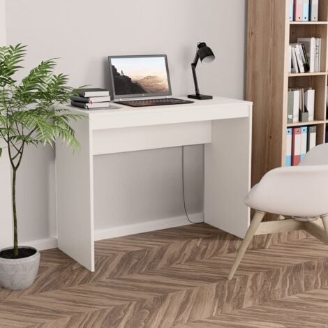Scrivania，Scrivania per Computer，Tavolo da studio Bianca 90x40x72 cm in Legno Multistrato XZZ181079 BonneVie