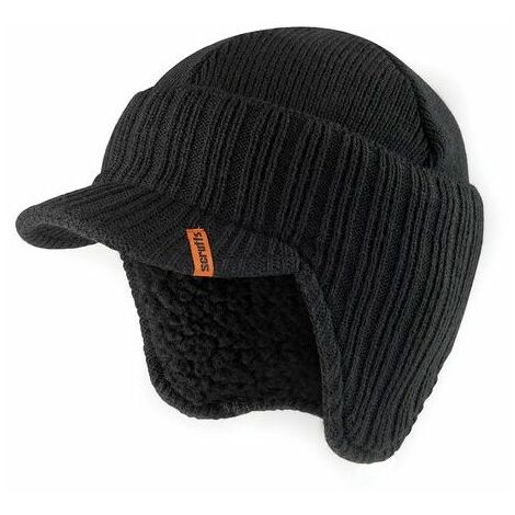 woolly hat with peak