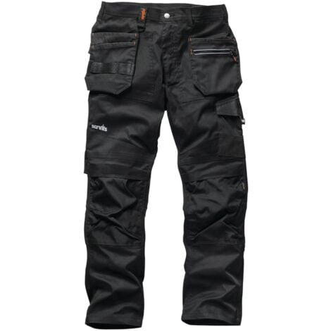 Scruffs Trade Flex Slim Fit Work Trousers Black (Various Sizes) Mens Hardwearing