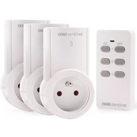 Scs Sentinel – Kit de 3 prises télécommandées ControlPower 2300W – Portée 30m – Charge 10A – Installation intérieure sans programmation