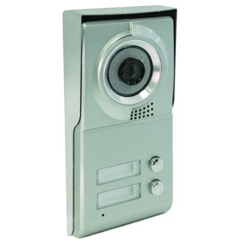 SCS Sentinel - PMP0013 - Platino da strada a 2 pulsanti per videocitofono collettivo a 4 fili - Per 2 alloggiamenti - Facciata in alluminio - Angolo di visione 110 - Supporto etichetta - 2B1