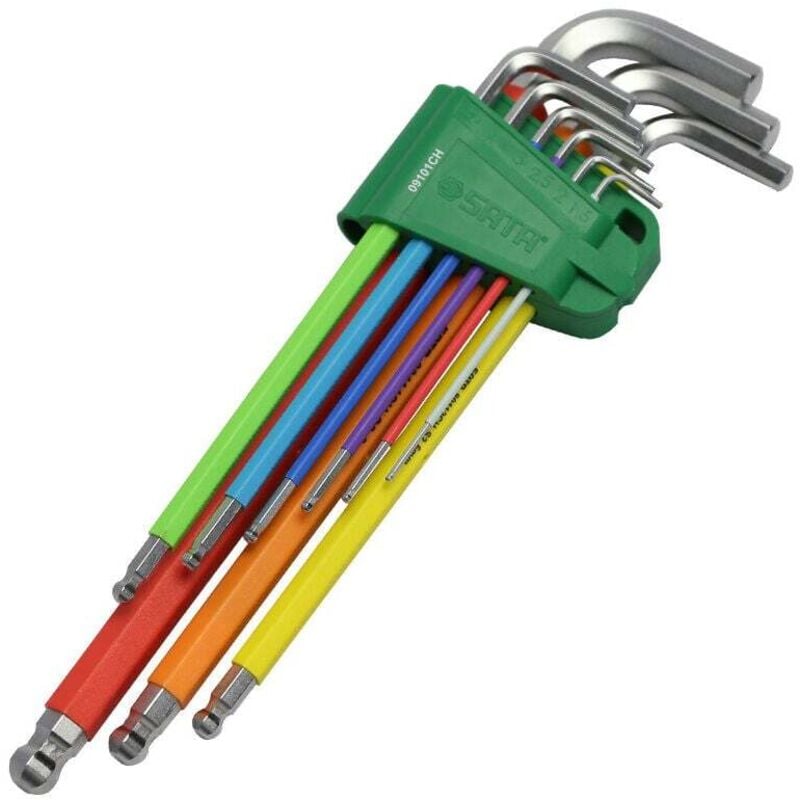 Image of SCTX009S 9-teiliger farbcodierter extralanger Torx-Schlüsselsatz – Größen T10 bis T50