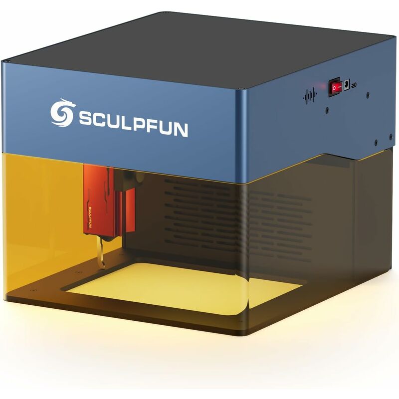 Image of Sculpfun - iCube 3W Macchina per incisione laser, taglierina laser con filtro, incisione app, velocità di incisione 10.000 mm/min, allarme