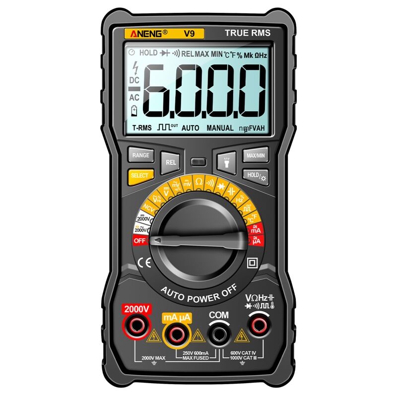 Ayyqh - Multimètre numérique V9 6 000 points, 2 000 v, testeur de tension, condensateur, voltmètre, ampèremètre ac/dc, outils de test électrique