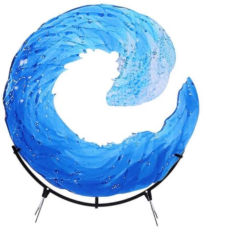 Sculpture acrylique en forme de vague, statue de fleur bleue de bureau, 20 x 20 cm