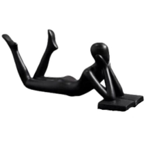 Sculpture Art Moderne Ornement Décoration Maison Bureau Artisanat Noir C--