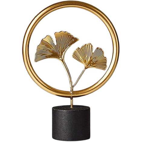 Sculpture artisanale de feuille de ginkgo sur socle en bois pour salon, couloir, chambre, bureau - Statue d'art unique faite à la main et cadeau à suspendre
