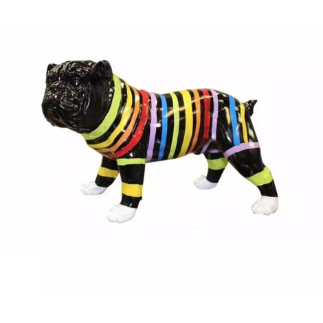 Sculpture chien multicolore en résine H. 26 cm – Peinture laquée à la main – Décoration originale pour intérieur – Design unique – Meubletmoi