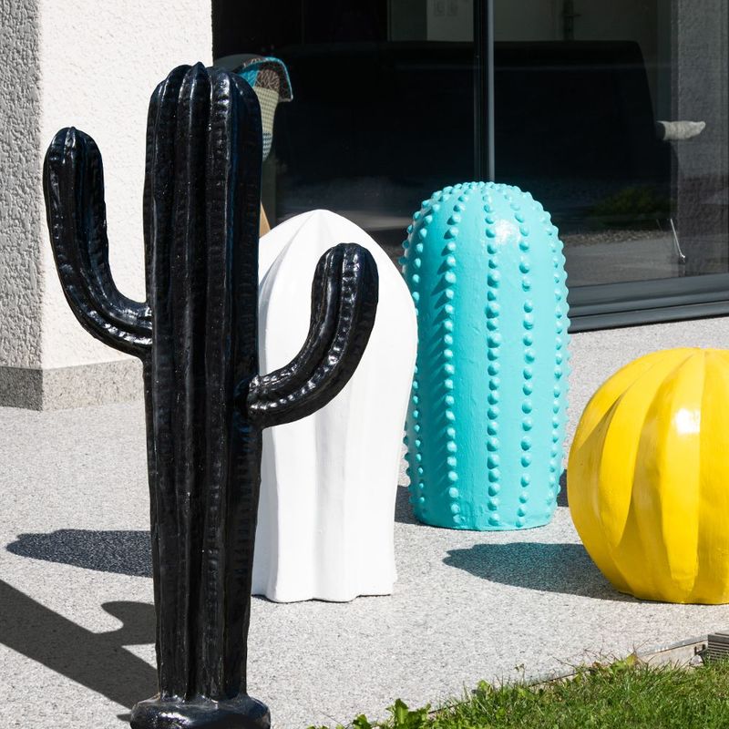 Wanda Collection - Sculpture contemporaine cactus noir 100 cm - Noir