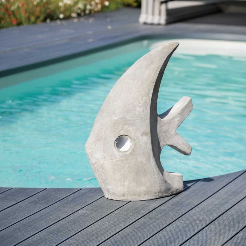 Sculpture contemporaine poisson 78 cm gris - Gris