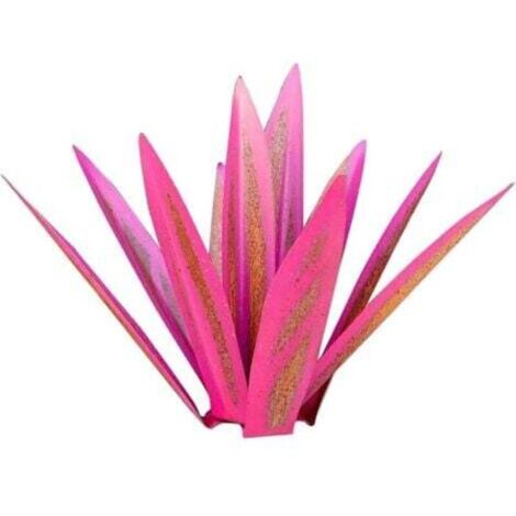 Sculpture d'agave rose rustique 35cm– Statue Art déco, décoration d'intérieur, statue de jardin, ornement de pelouse, piquet de jardin, plante d'agave en métal pour patio extérieur