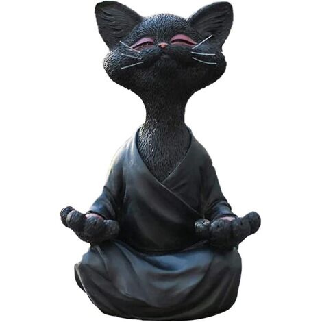 Sculpture de chat heureux pour la décoration de la maison et du jardin, idéale pour la méditation et le yoga