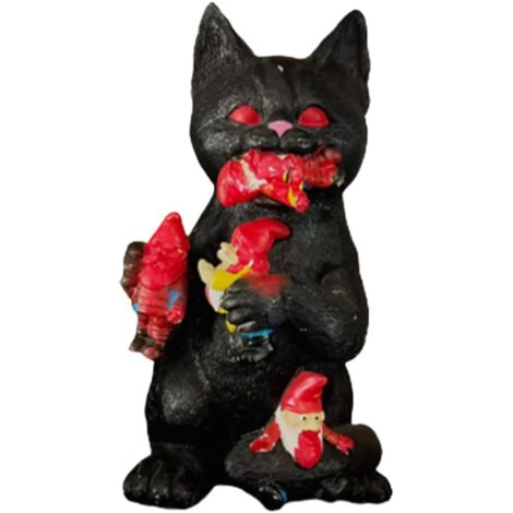 Sculpture de chat noir Table pour Halloween, chat mange