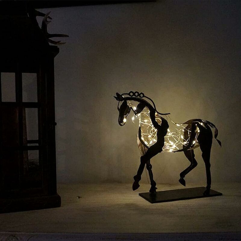 Sculpture de Cheval en métal décoration d'ornement d'Adonis, Cheval ajouré Fait à la Main 3D, Statue de Cheval de Cowboy Debout Rustique, Cadeau
