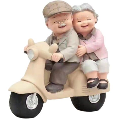 Sculpture de Couple Âgé, Décoration d'Anniversaire de Mariage, Figurines en Résine pour Parents