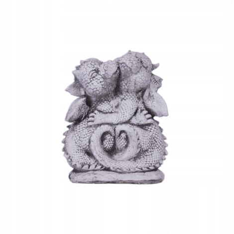 Sculpture de deux dragons câlins - Béton, hauteur 26 cm