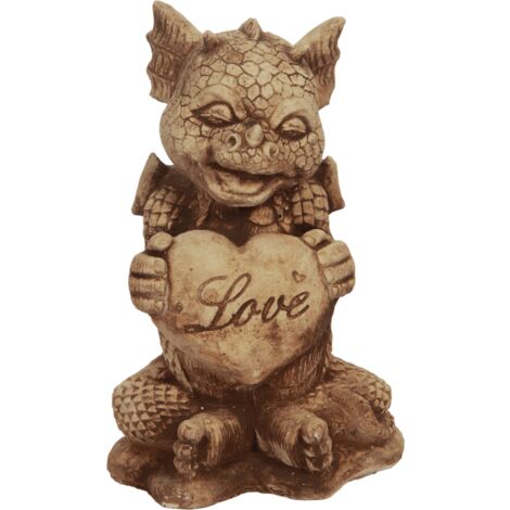 Sculpture de dragon avec amour en pierre et béton pour jardin