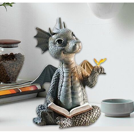 Sculpture de Dragon de Cour, Figurines de Dragon de Jardin Décoratives, Jolie Statue de Dragon de Jardin en Résine, Statue Dragon Jardin pour Cour Jardin Terrasse pour Intérieur Extérieur