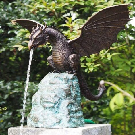 Sculpture de Dragon qui respire le feu, fontaine en résine pour paysage aquatique, décoration de jardin pour la maison,1PC