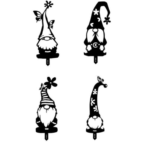 Sculpture de gnome (4 pièces) - Ornement décoratif - Cadeau pour amis et voisins