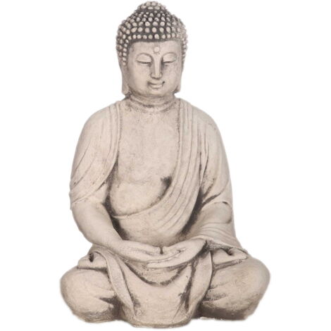 Sculpture de jardin en béton représentant un Bouddha gris