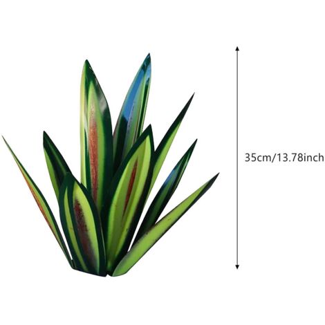 Sculpture de jardin métallique Agave DIY - Agave métal décoratif pour patio, étanche, anti-corrosion, 35 cm, fer, bleu/vert doré, kit 1 sculpture Tequila