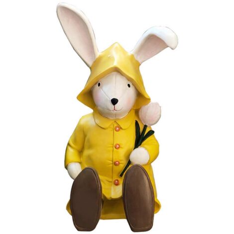 Sculpture de lapin imperméable de Pâques, statuette en résine, figurine d'animal réaliste pour la décoration intérieure et extérieure du jardin, cadeau mignon