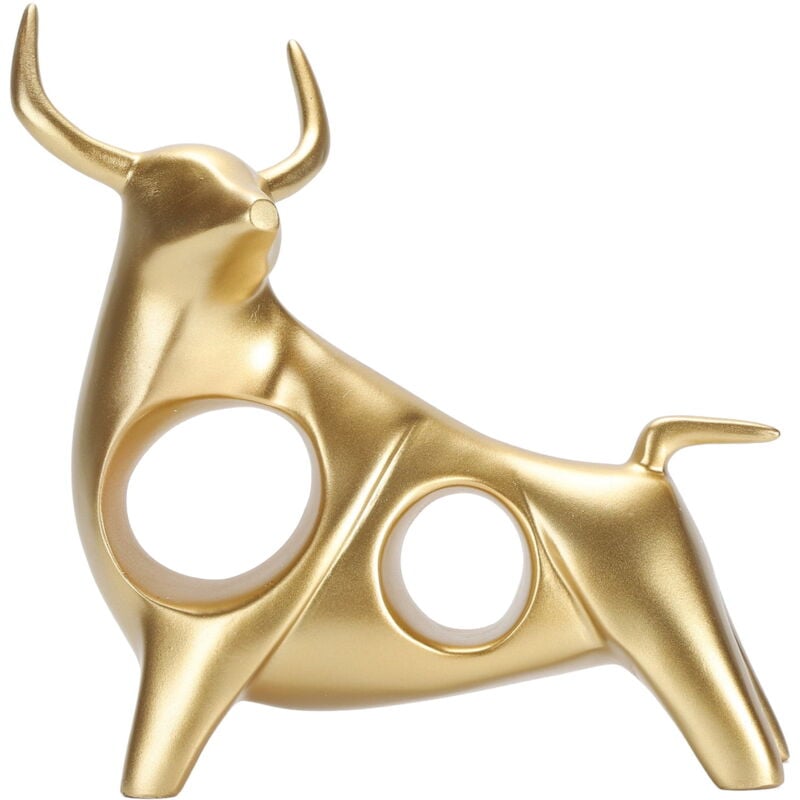 Feiyue - Sculpture de taureau en résine, figurine de taureau de combat doré, décoration de bureau, ornement animal abstrait pour voiture de bureau