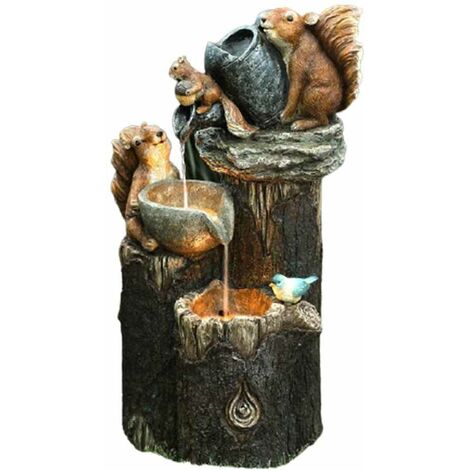 Sculpture d'eau à pression de canard/écureuil Décoration de jardin en résine créative - écureuil