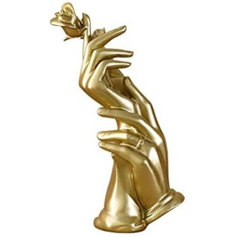 Sculpture décorative - Mains en résine - 10 x 30 cm - Dorée - Antidérapante