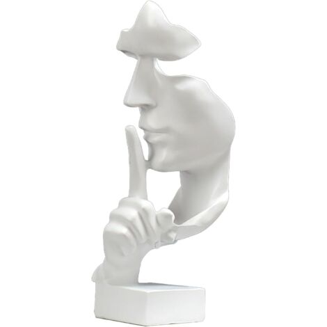 Sculpture décorative Silence en or, Statue en résine synthétique, Décoration maison, Bureau, Étagère, Table, Blanc