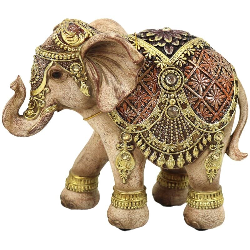 Signes Grimalt - Figurine décorative d'éléphant d'Afrique en résine pour la maison, cadeau unique et ethnique, ornement de style naturel