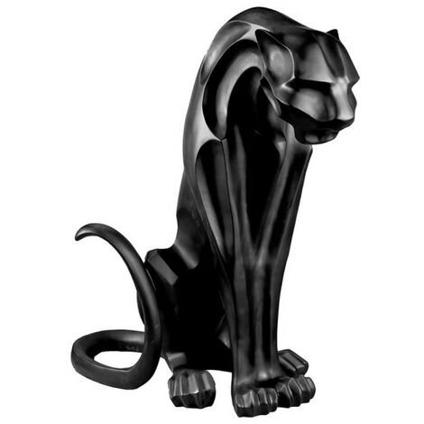 Sculpture design en résine panthère H.100 cm Chitah par Zendart Design - Noir - Utilisable en Intérieur et Extérieur. - Noir