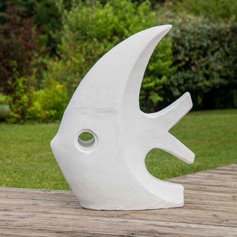 Sculpture design grand poisson blanc 100 cm - Blanc