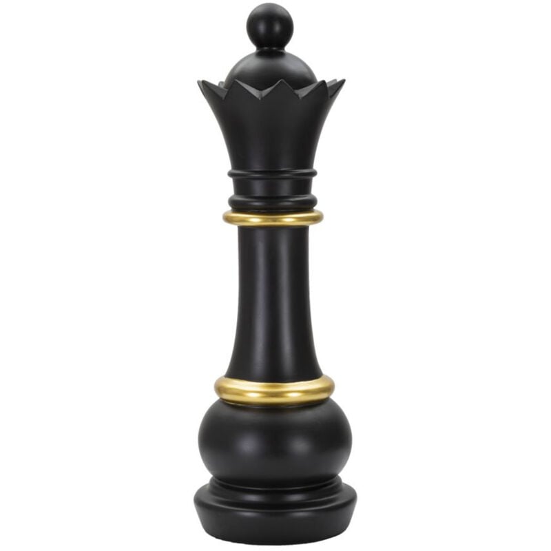 Epikasa - Sculpture Échecs 3, Polyrésine, Noir, Or, 15x15x50 cm