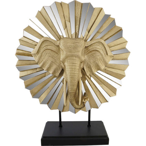 Sculpture éléphant africain doré pour décor d'intérieur chic - Doré texturé noir