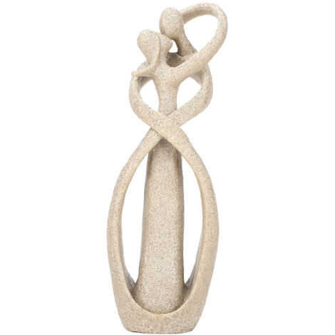 Sculpture en Grès Artisanale de Couple Amoureux - Décoration Figurine Sculptée à la Main